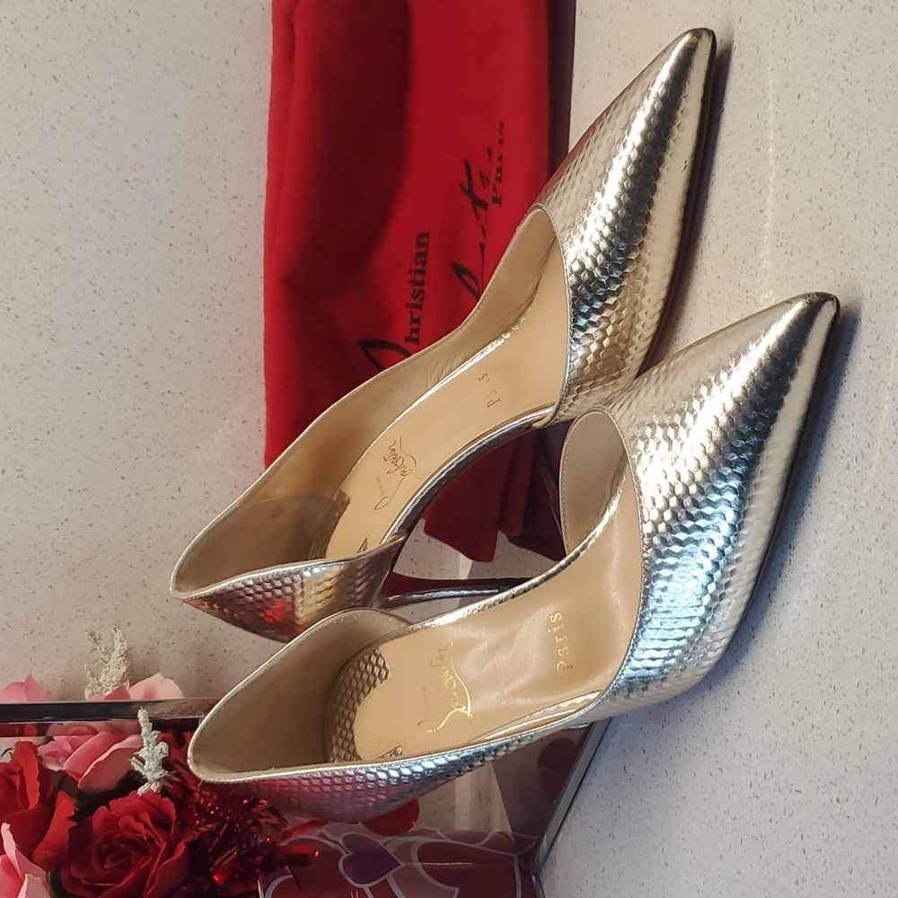 Christian Louboutin Metallic Gold Pointed Toe Pumps
